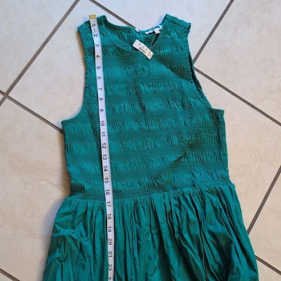 NWT Madewell Dress Melody Bubble-Hem Smocked Midi Poplin Verdant Green Size M - Picture 10 of 16